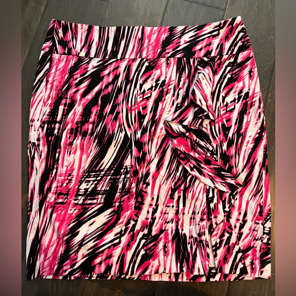 Vibrant Pink and Black Abstract Skirt